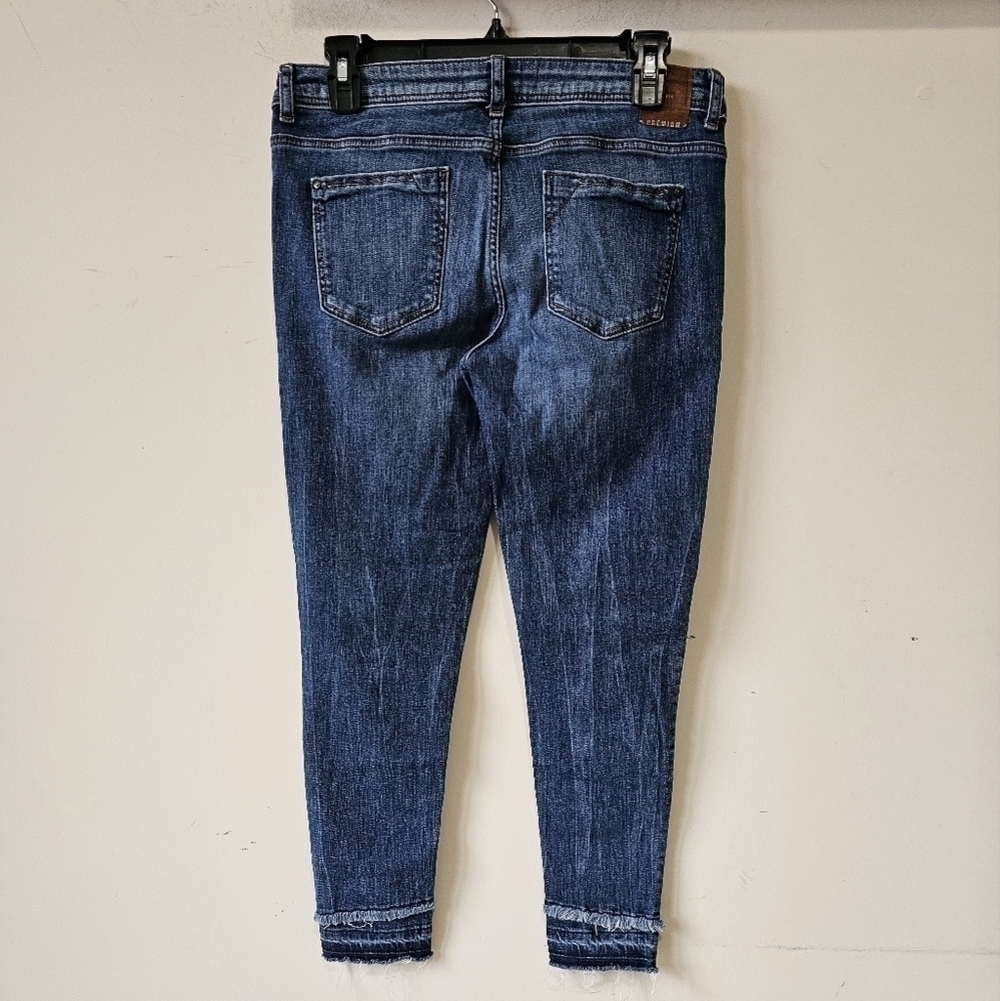 Zara Mid-Rise Distressed Stretch Denim Skinny Crop Jeans Sz. 6 - Picture 3 of 5